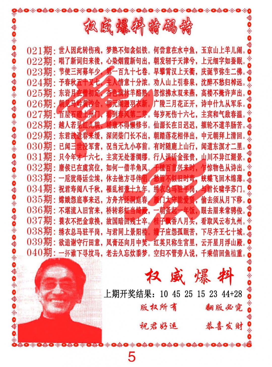 025期权威爆料特码诗[图]