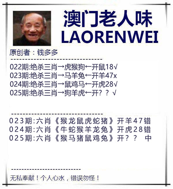 025期澳门老人味[图]