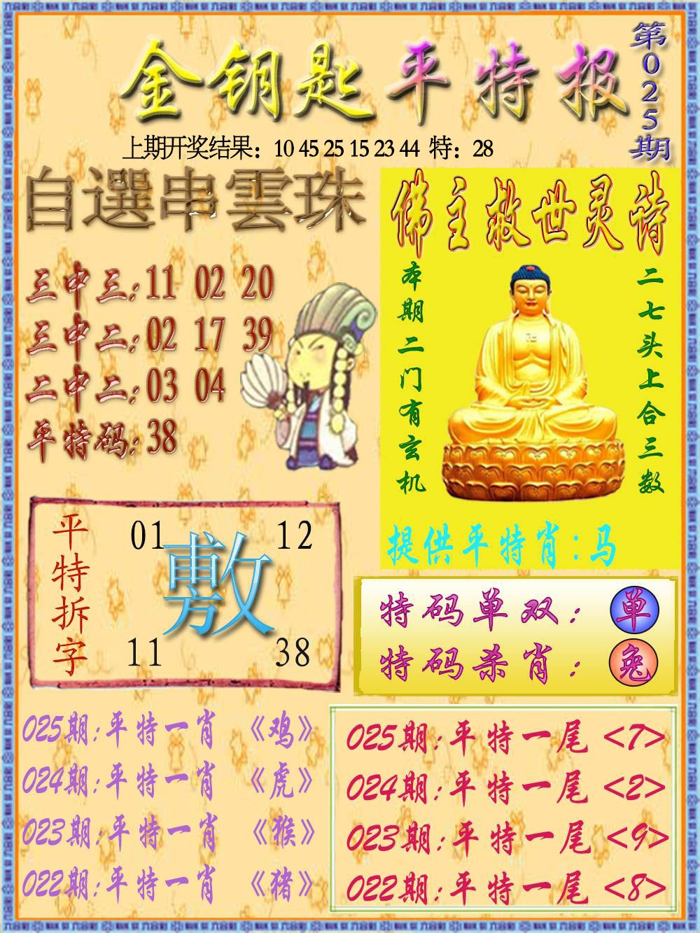 025期金钥匙平特报[图]
