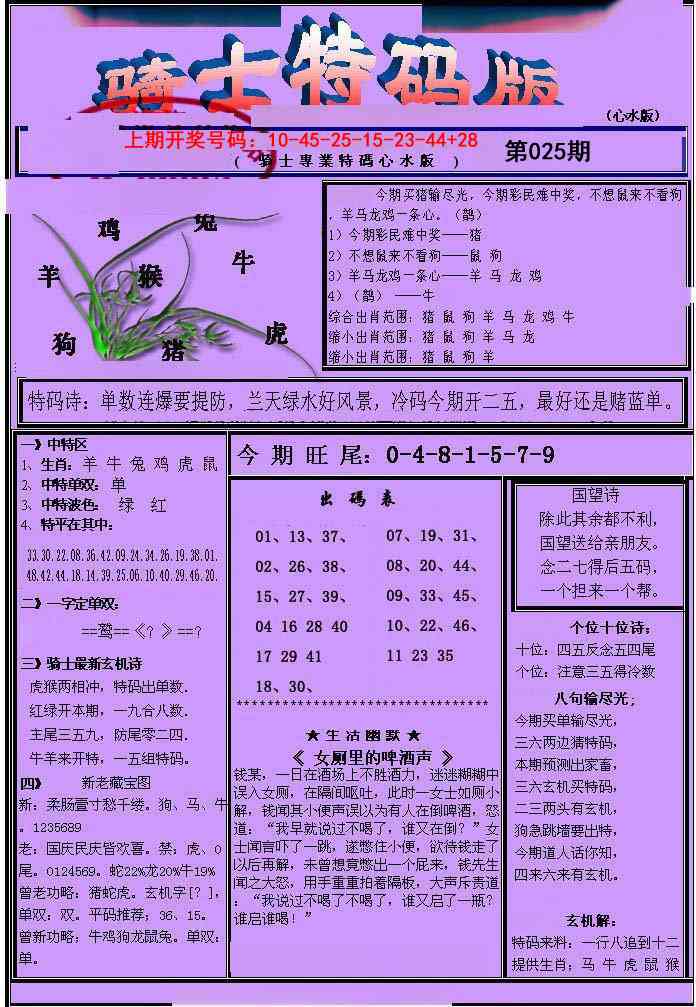 025期骑士特码版[图]