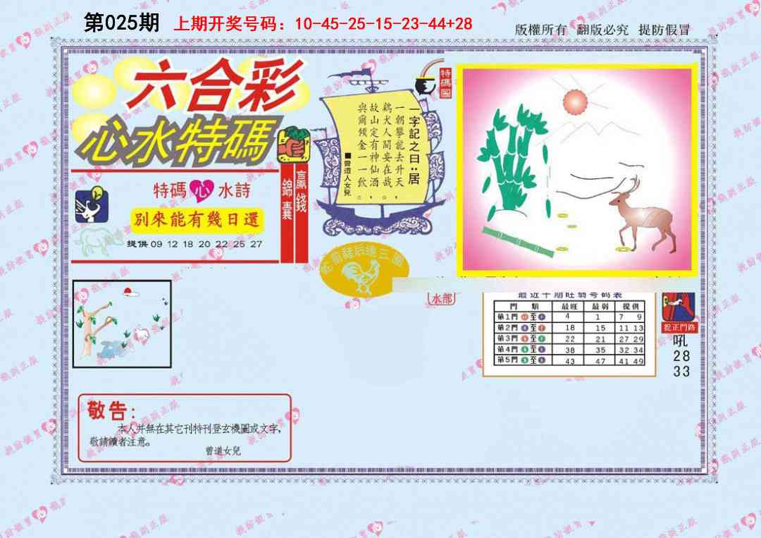 025期心水特码[图]