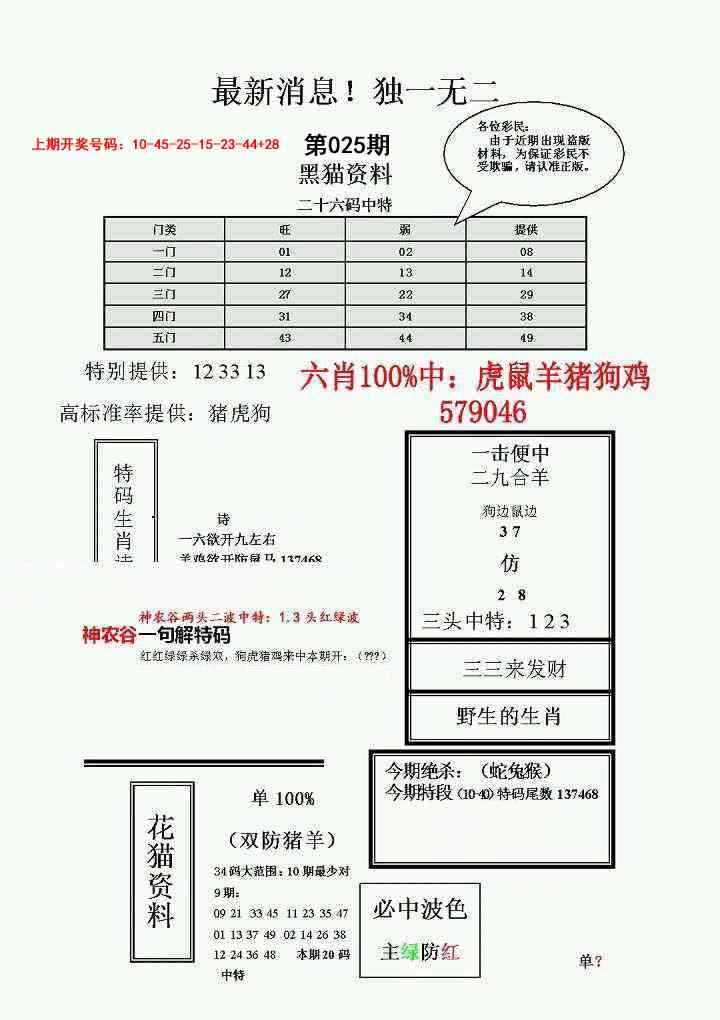 025期独一无二(正)[图]