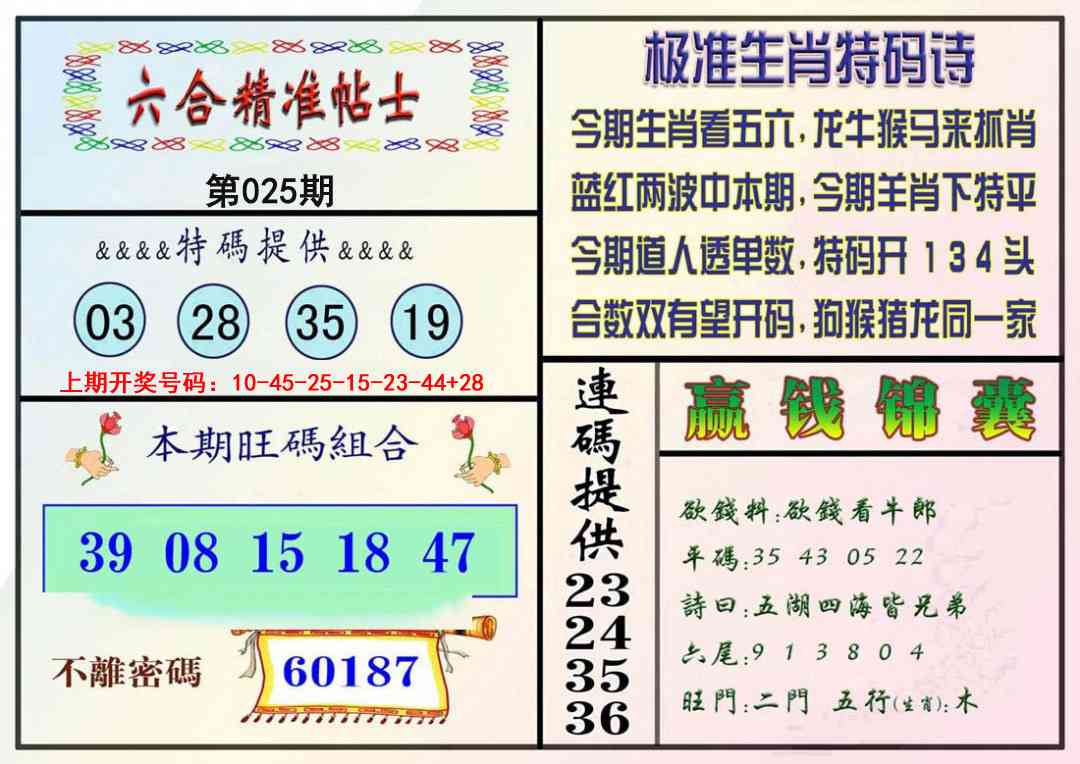 025期精准贴士[图]