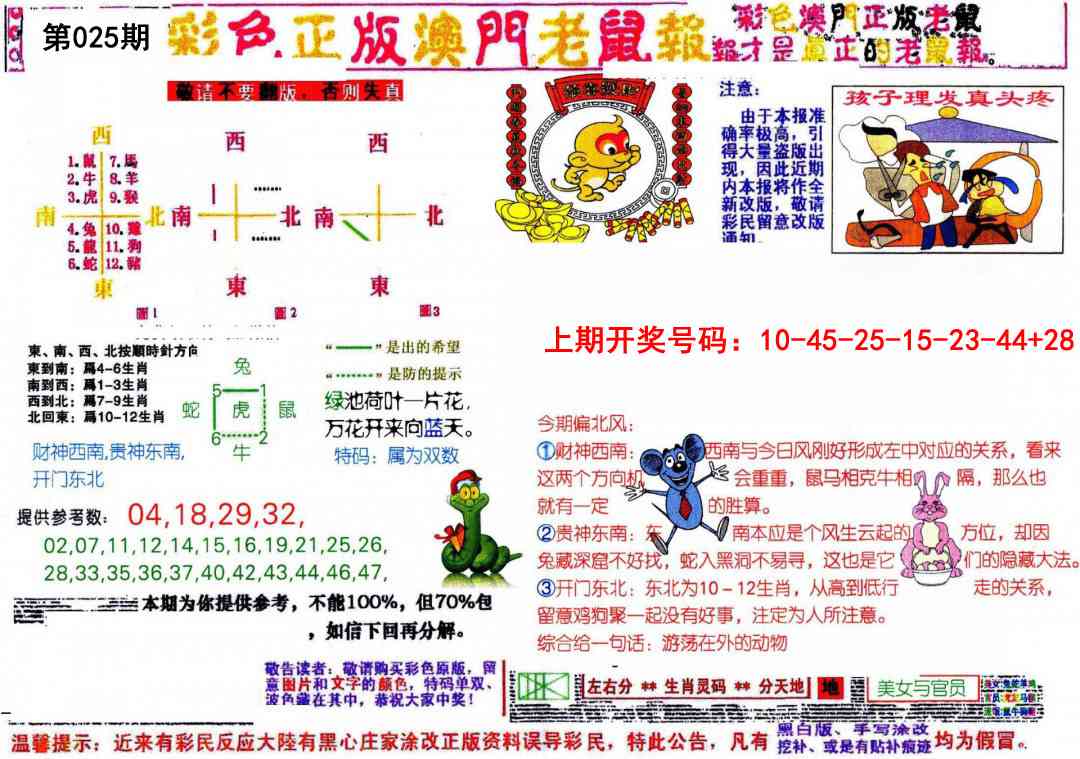 025期彩色正版澳门老鼠报[图]