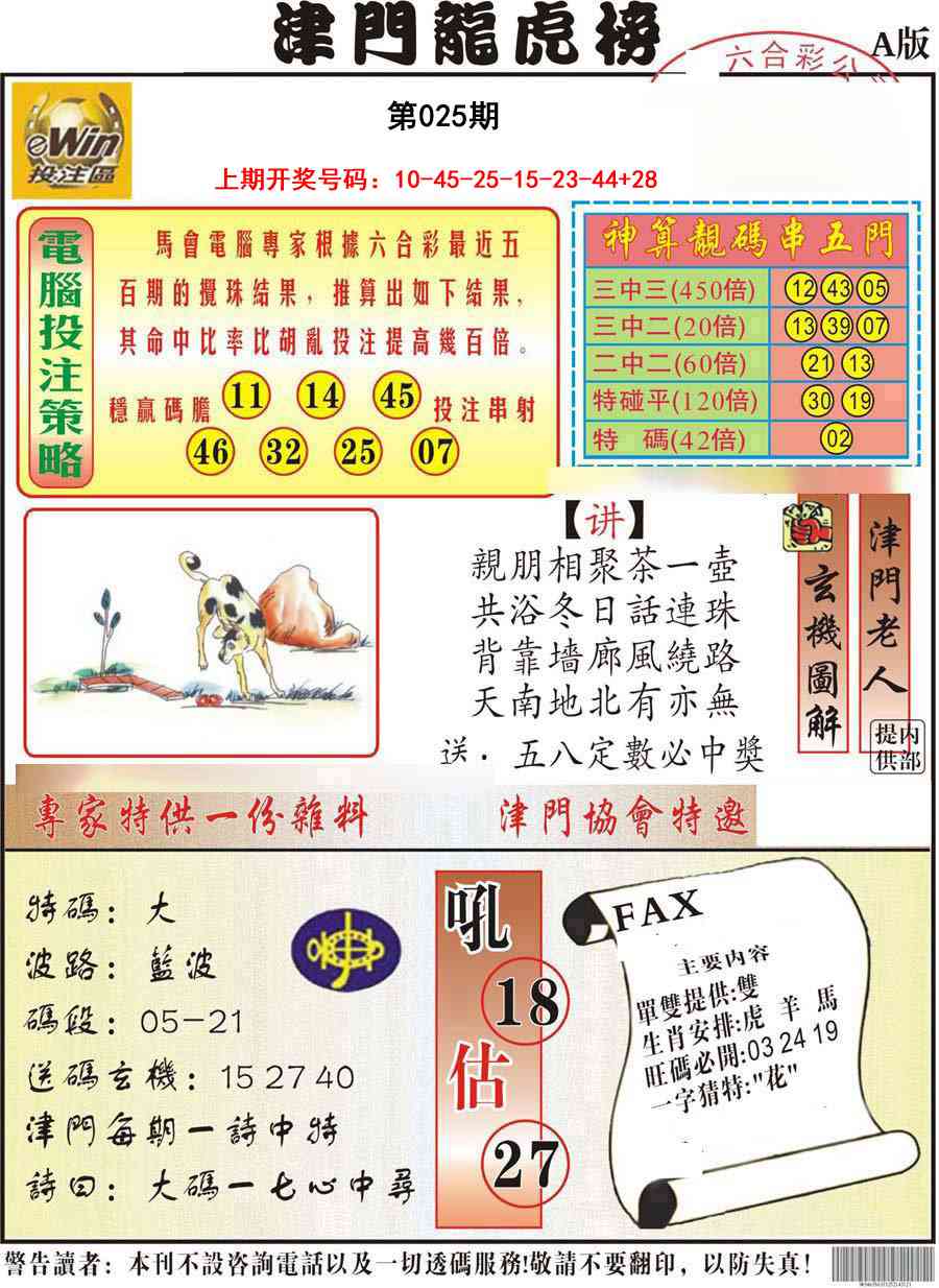 025期津门龙虎榜A[图]