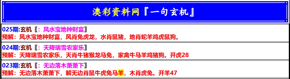 025期澳门一句玄机[图]