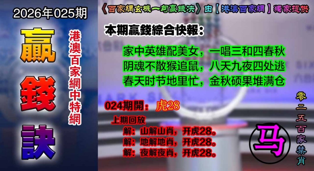 025期百家赢钱决[图]
